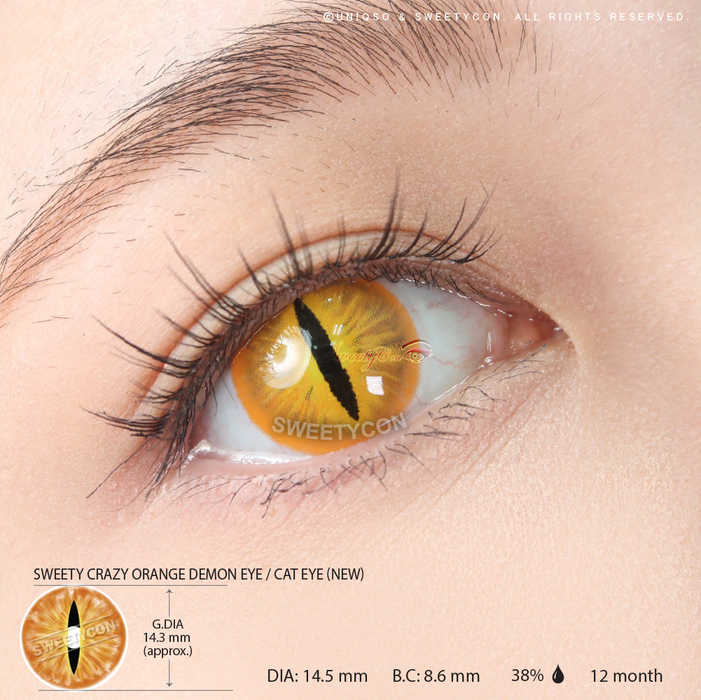 愛探眼影、リムキャット 8枚セット Orange Cat Eye Contacts | Demon Eye Contacts | With Prescription