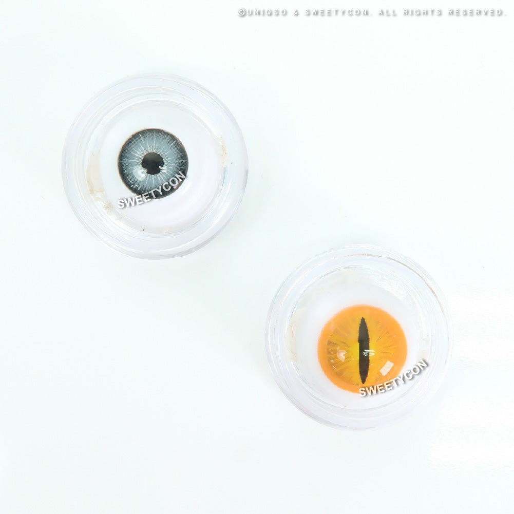 愛探眼影、リムキャット 8枚セット Orange Cat Eye Contacts | Demon Eye Contacts | With Prescription