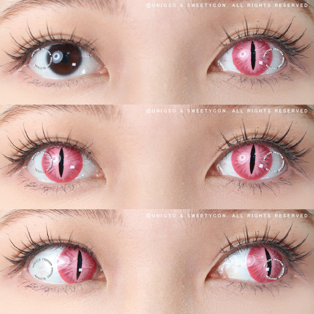 Sweety Crazy Pink Demon Eye / Cat Eye Contacts | With Prescription