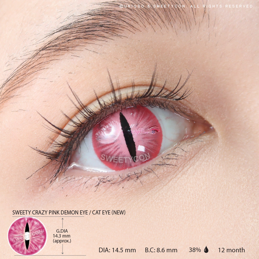 Sweety Crazy Pink Demon Eye / Cat Eye Contacts | With Prescription
