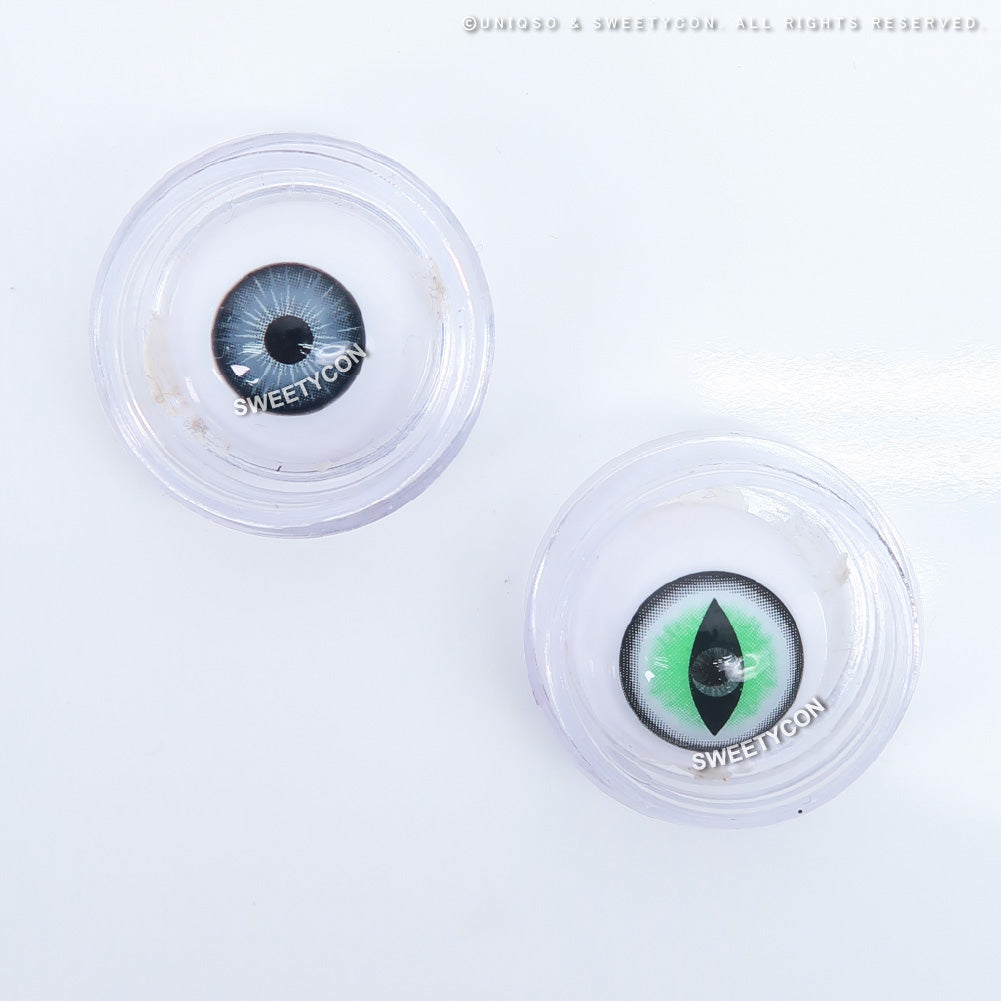 Green Cat Eye Contacts with Prescription Till -6.00 Halloween