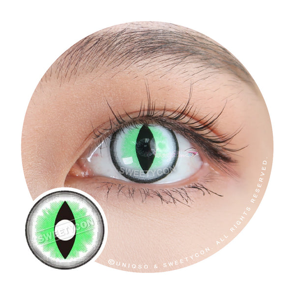 Green Cat Eye Contacts with Prescription Till -6.00 Halloween