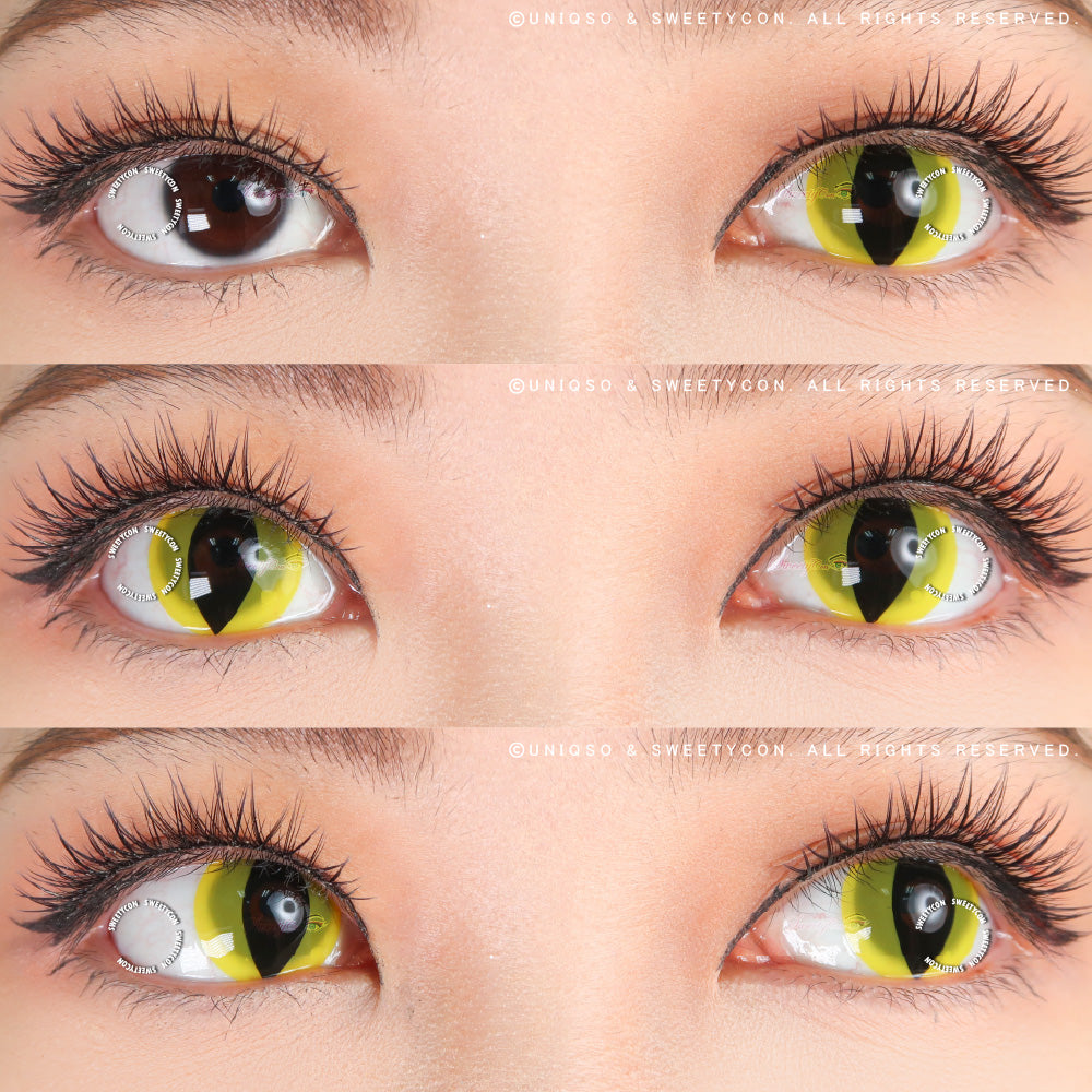 Sweety Crazy UV Yellow Cat | Glow In The Dark Color Contacts – UNIQSO