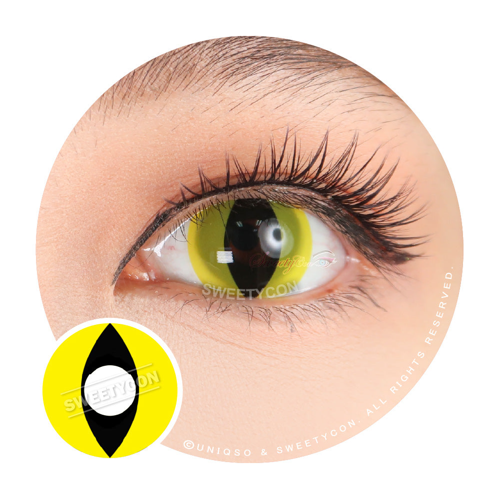 Sweety Crazy UV Yellow Cat | Glow In The Dark Color Contacts – UNIQSO