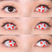 Sweety Crazy White Cross Red Eye (1 lens/pack)-Crazy Contacts-UNIQSO