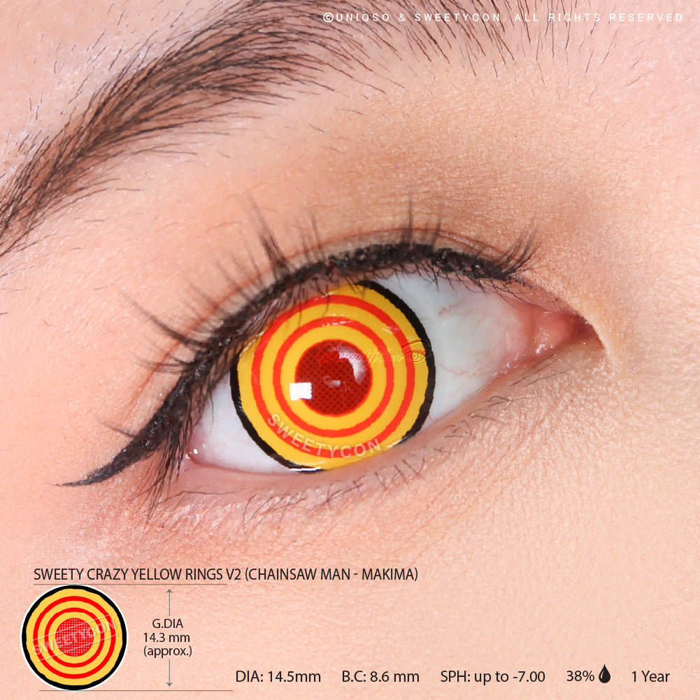 Sweety Crazy Yellow Rings V2 (1 lens/pack)-Crazy Contacts-UNIQSO