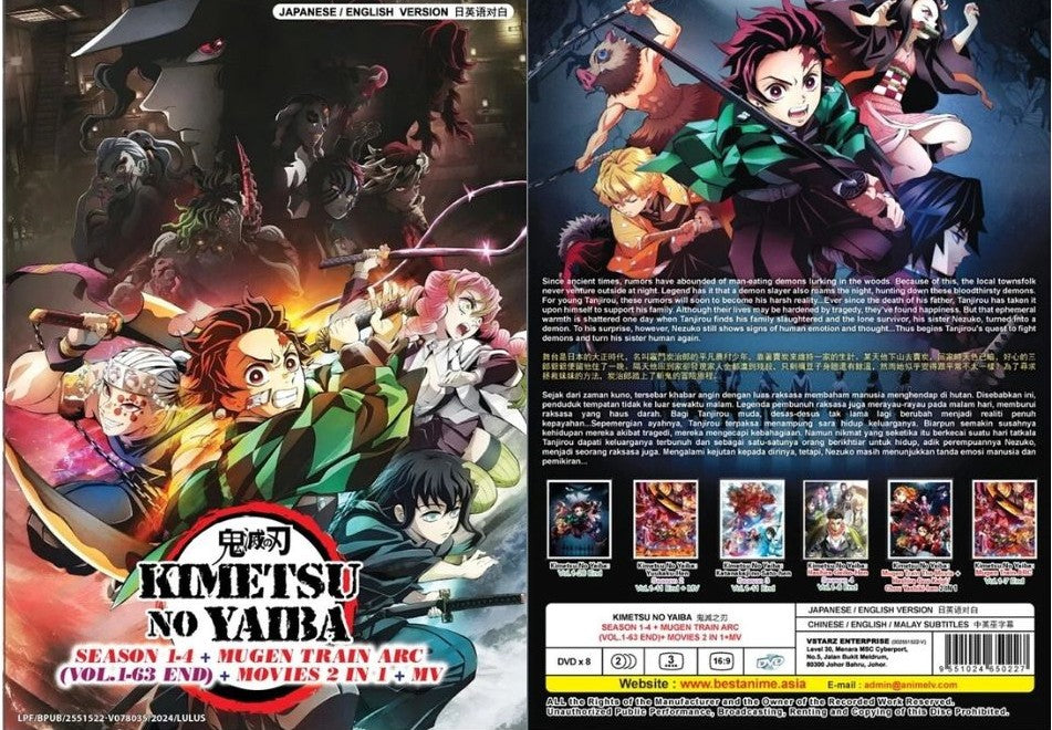 Original DVD - Anime Demon Slayer: Kimetsu No Yaiba Season 1-4 +Mugen (1-63 End) +3 Movies-DVD-UNIQSO