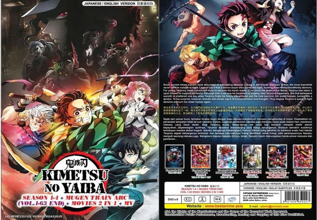 Original DVD - Anime Demon Slayer: Kimetsu No Yaiba Season 1-4 +Mugen (1-63 End) +3 Movies-DVD-UNIQSO