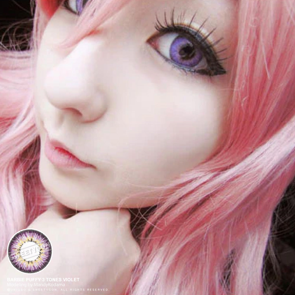 Charming Western Eyes Puffy Violet Color Eye Contacts: 3-Tone