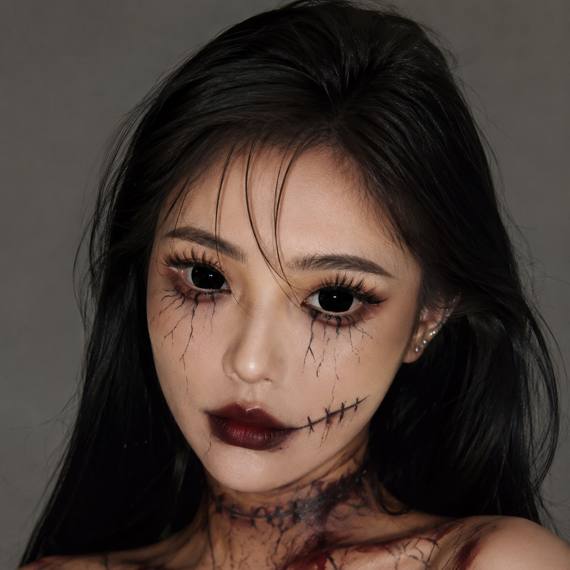 Mini Sclera Lens Black Titan | Half Full Black Eye Contacts – UNIQSO