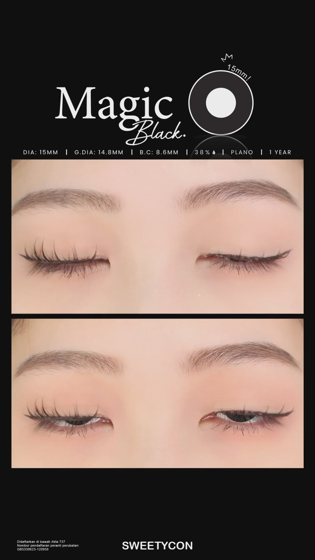 Sweety Magic Black 15mm (1 lens/pack)