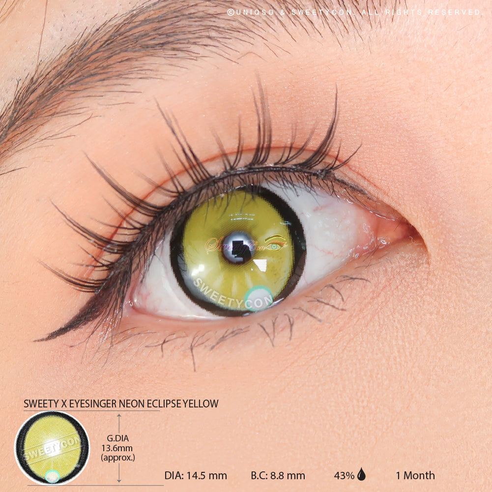 Sweety x Eyesinger Neon Eclipse Yellow (2 lenses/pack)-Colored Contacts-UNIQSO