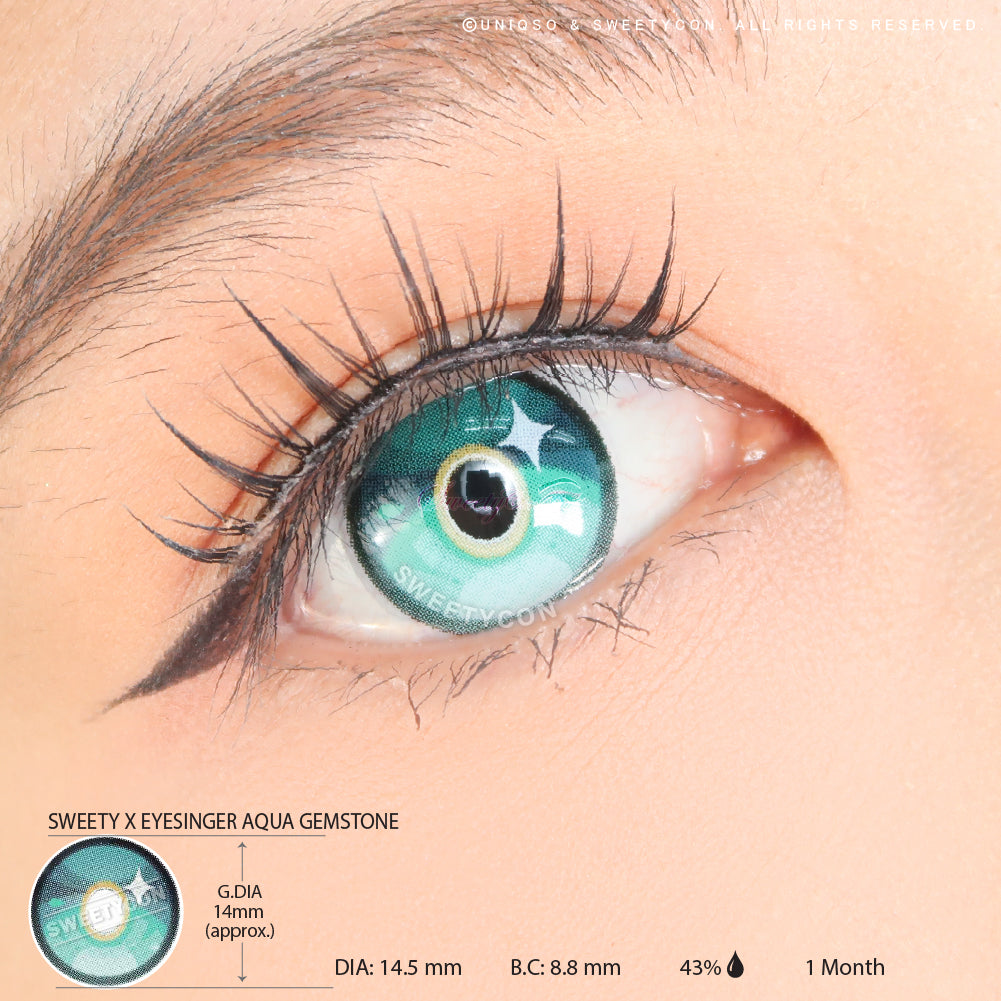 Sweety x Eyesinger Aqua Gemstone (2 lenses/pack)-Colored Contacts-UNIQSO