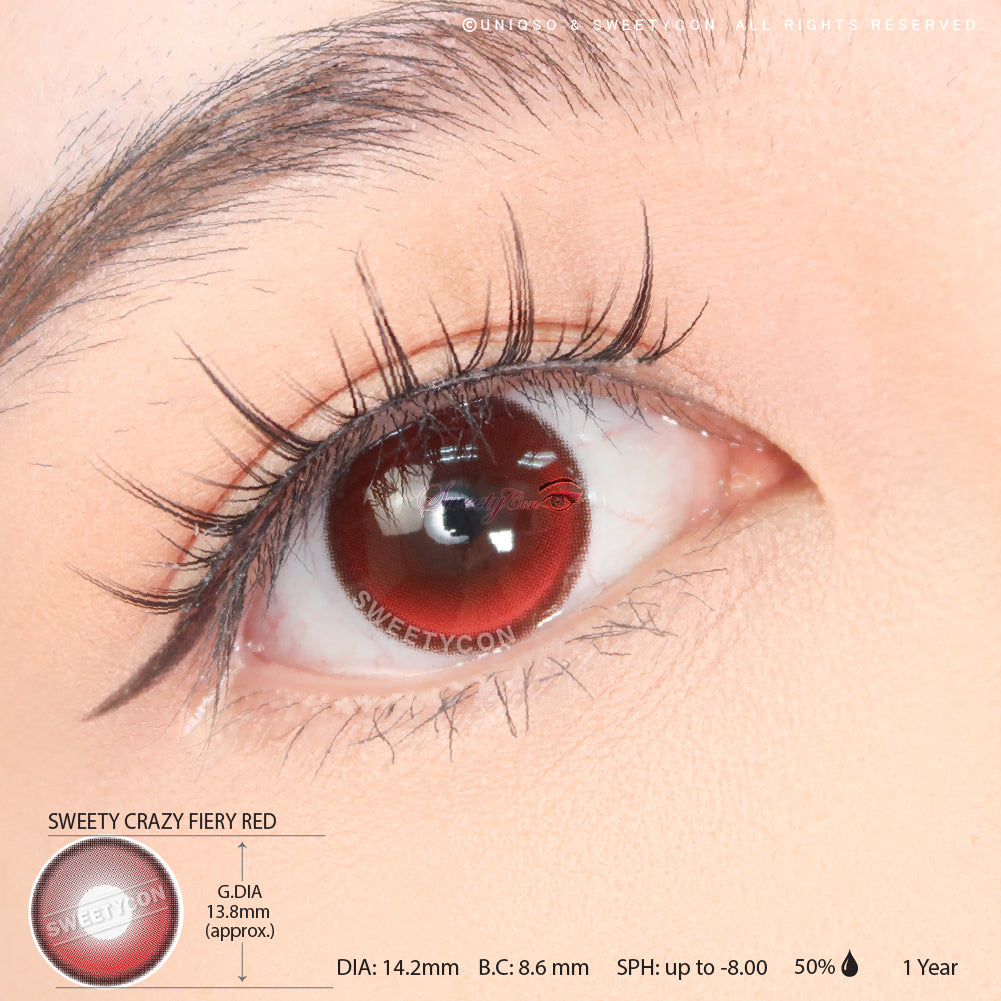 Sweety Crazy Fiery Red (1 lens/pack)-Crazy Contacts-UNIQSO