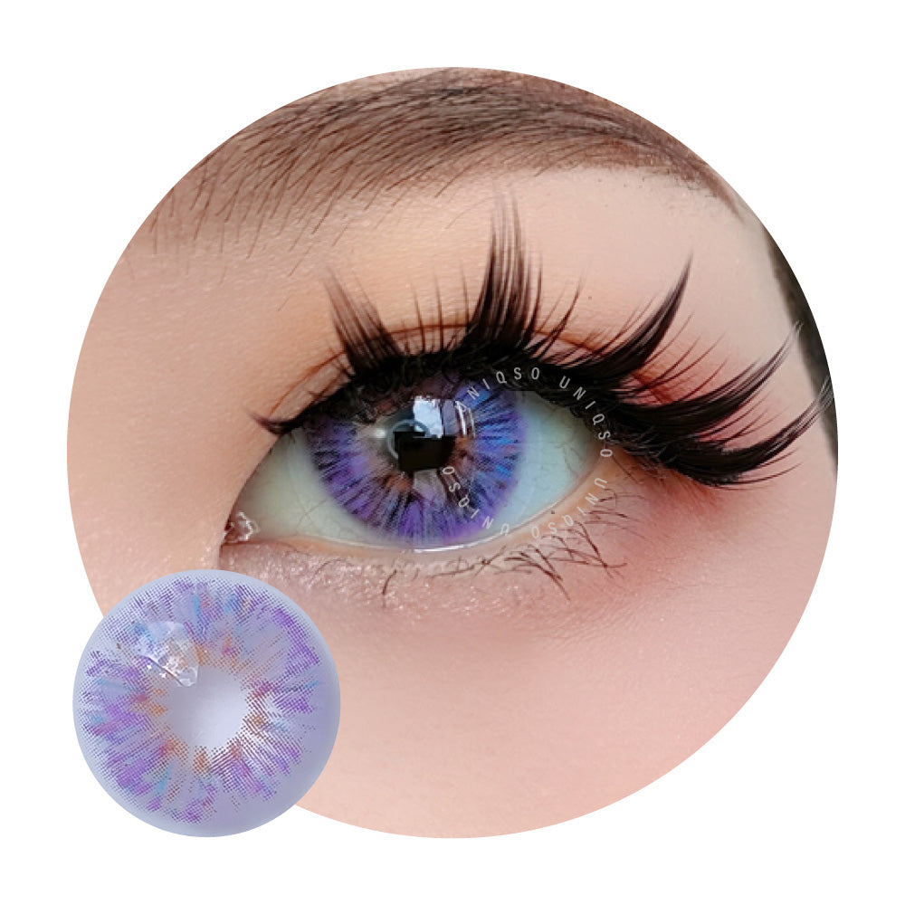 Unibling Overflow Purple Colored Contacts (Yearly)  Colored contacts,  Cosmetic contact lenses, Cosplay contacts