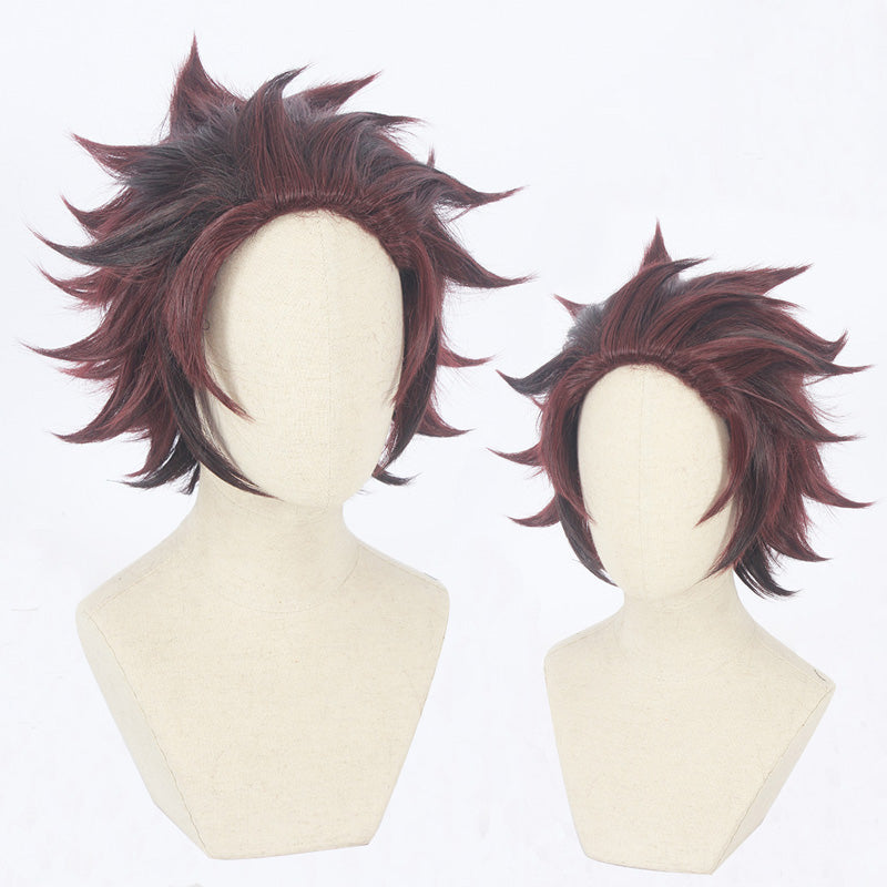 PWEINCY Men's Kamado Tanjiro Cosplay Wig 10 Inch Short Layered Synthetic  Hair