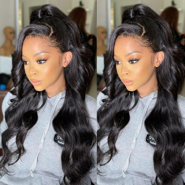 Premium Wig - Ravishing Butterfly Long Wave Black Brown Lace Front-Lace Front Wig-UNIQSO