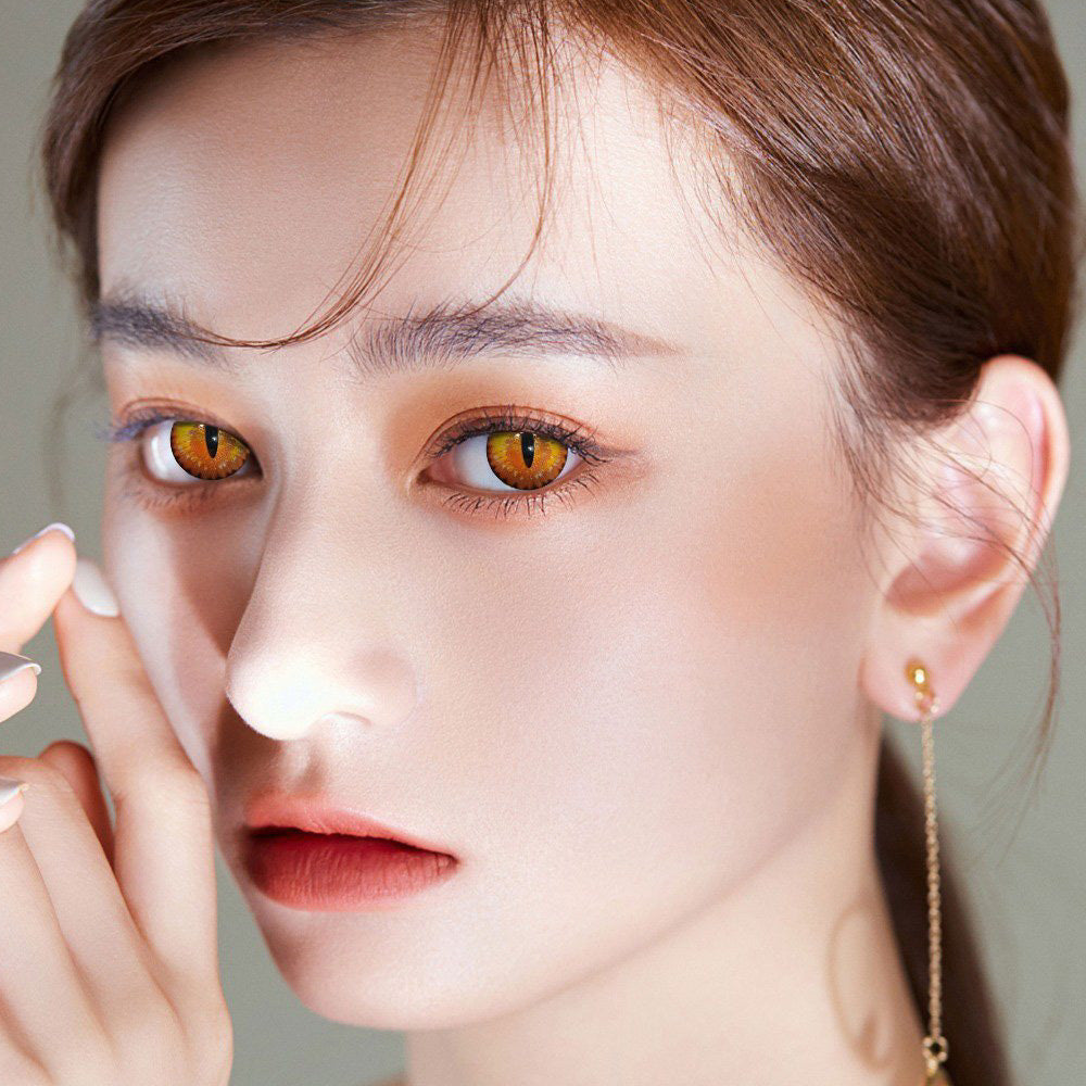 Orange Yellow Cat Eye Contacts For Cosplay & Halloween – UNIQSO