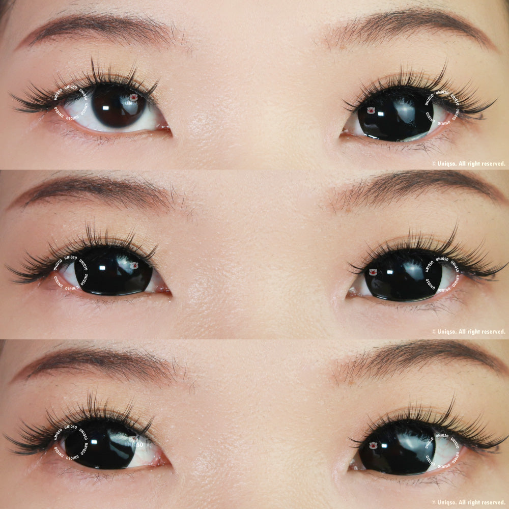 Mini Sclera Lens Black Titan | Half Full Black Eye Contacts – UNIQSO