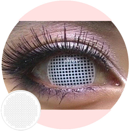 Kazzue Crazy Lens with Power - White Mesh-Crazy Contacts-UNIQSO